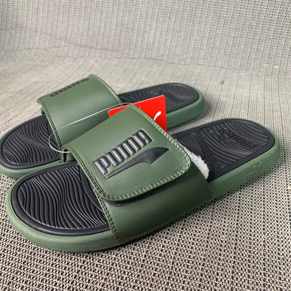 Puma Cool Cat 2.0 Mens Size 8 Green & Black Slip-On Slides Sandals - Picture 3 of 5